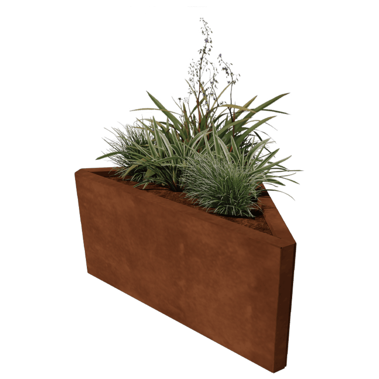 Kruka i cortenstål - Triangel oliksidig - 83,9 x 46,4 cm