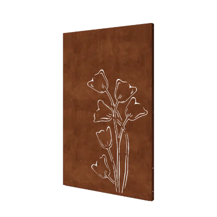 Skärmvägg i cortenstål - Tulpan asymmetrisk - 120 x 6 x 190 cm
