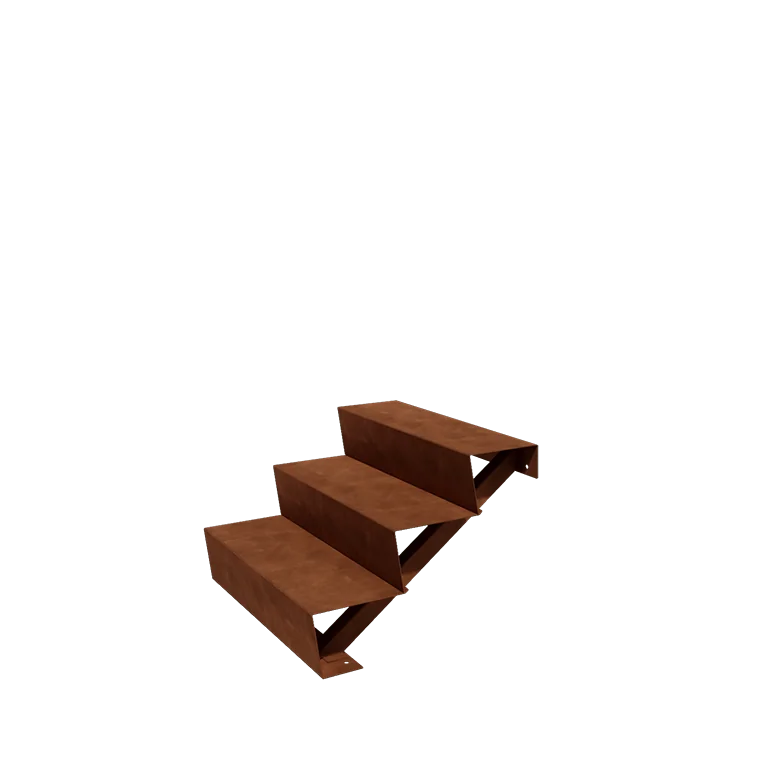 Utomhustrappa i cortenstål - 3-steg - 72 x 80 x 51 cm